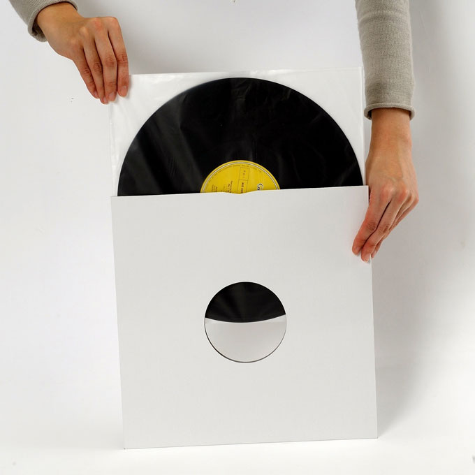 LPレコードジャケット 特厚紙製 両穴 艶コート・白 50枚セット|マルゲリータのレコード収納