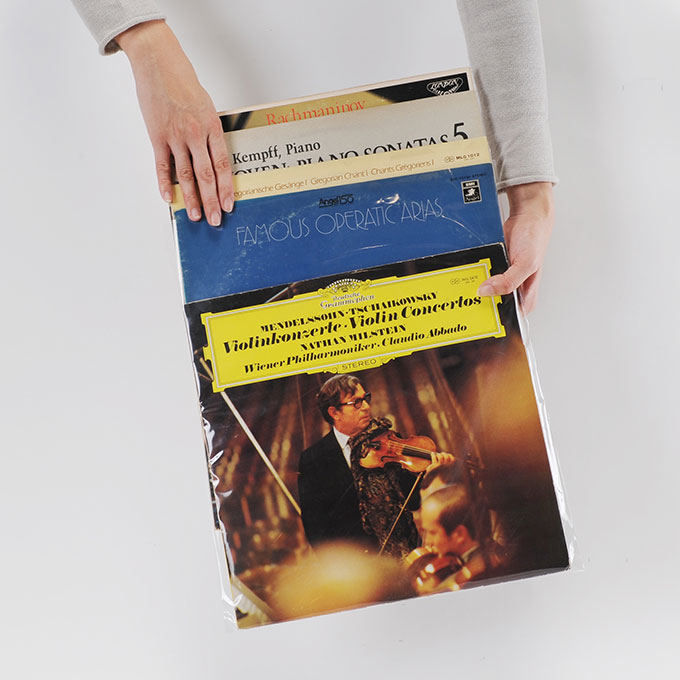 LPレコード用クリアパック（セロパック）OPP製 のり付き袋・本体側 小（LP約5枚）100枚セット|マルゲリータのレコード収納
